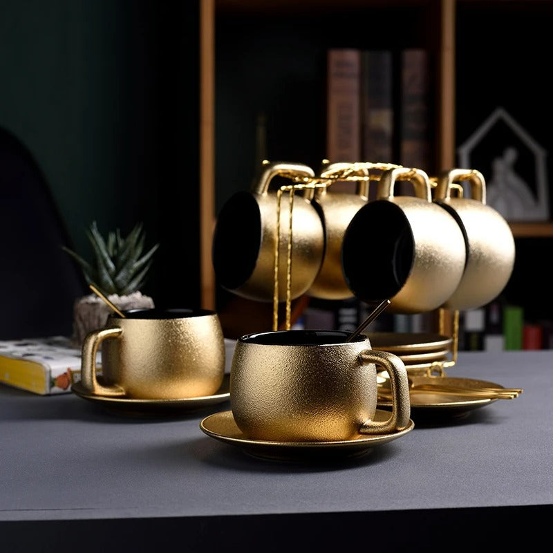 Conjunto Xícara Nórdica com Pires e Mexedor de Porcelana - Linha Alto Luxo