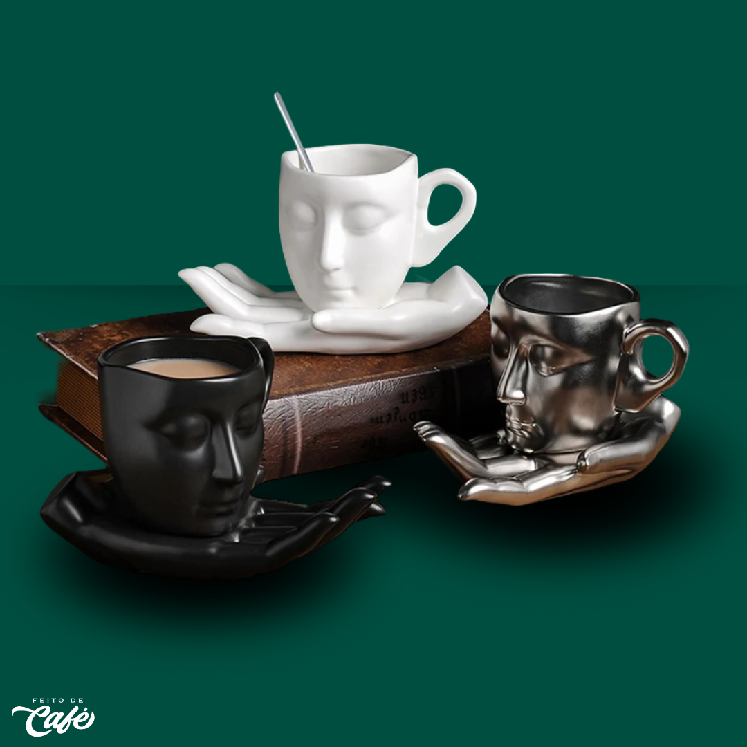 Conjunto Xícara com Pires - Desing Abstrato