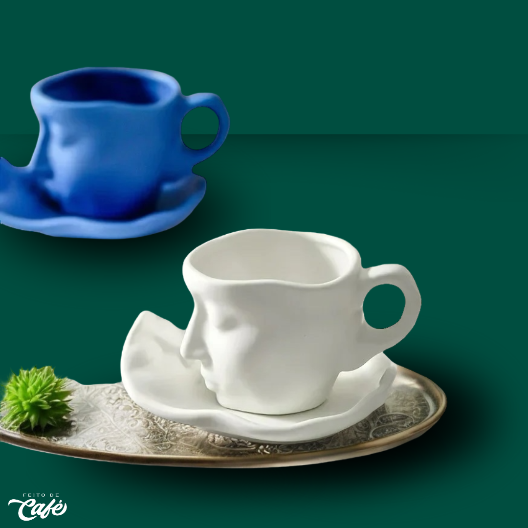 Conjunto Xícara com Pires - Desing Abstrato