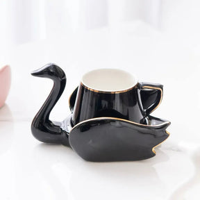 Conjuto de Xícara e Pires de Porcelana - Cisne